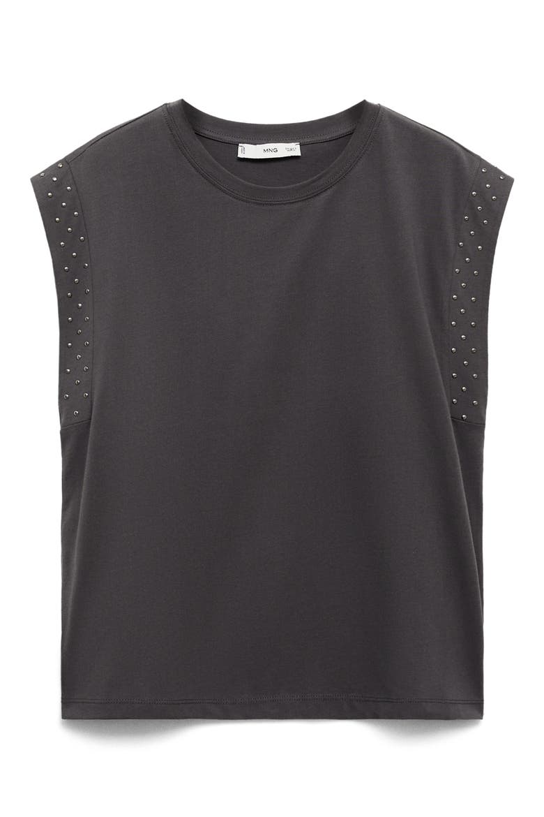 Studded Cap Sleeve T-Shirt, Alternate, color, GREY