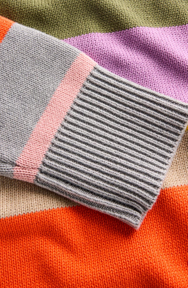 Boden Lucy Relaxed Stripe Cotton Sweater, Alternate, color, Green Multi