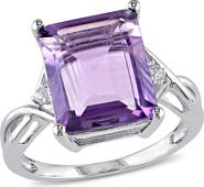DELMAR Emerald Cut Amethyst & White Topaz Ring