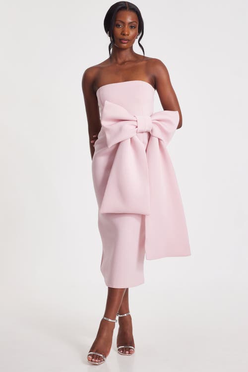 Quiz Strapless Bow Detail Maxi Dress In Pale Pink