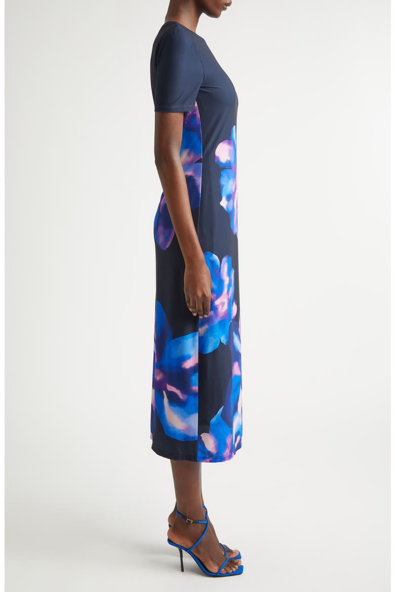 Kamila Body-Con Midi Dress, Alternate, color, NAVY FLORAL JERSEY
