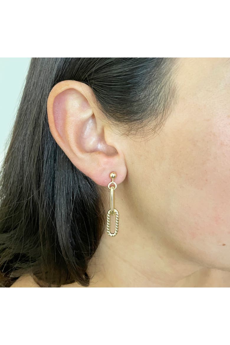 Double Link Textured Paperclip Drop Earrings, Alternate, color, Yellow Gold
