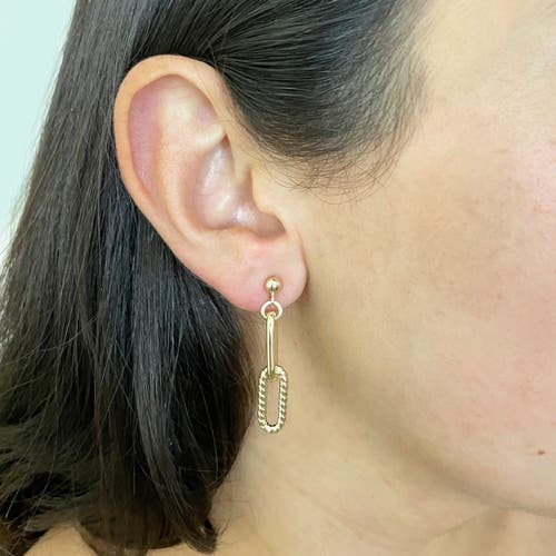 The Lovery Fine Jewelry Double Link Textured Paperclip Drop Earrings In Gold