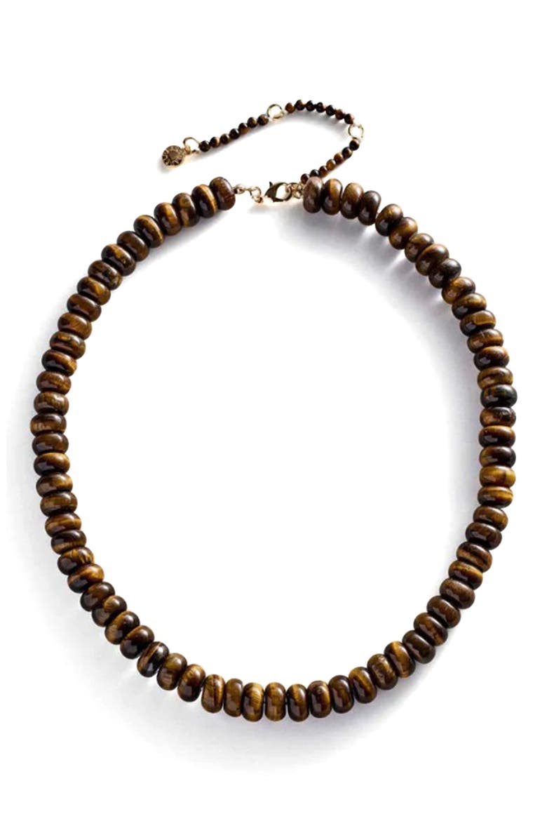 Joyce Semiprecious Stone Beaded Necklace, Main, color, BROWN