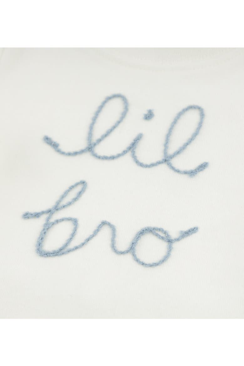 "lil bro" Fog Embroidered Two Piece Set, Alternate, color, Cream