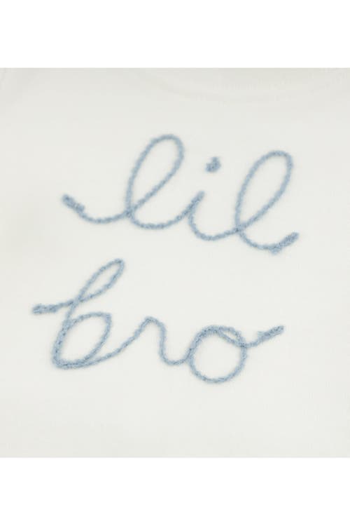 Shop Oh Baby ! "lil Bro" Fog Embroidered Two Piece Set In Cream