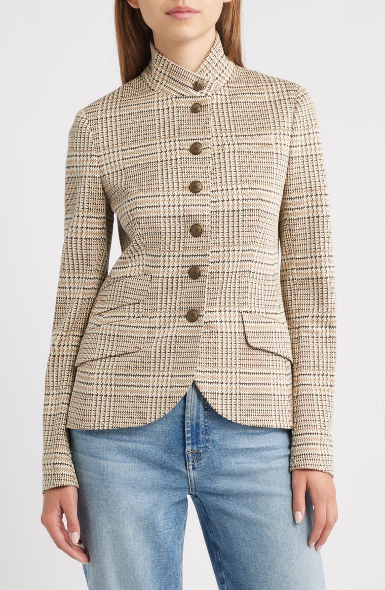 rag & bone Slade Glen Plaid Ponte Knit Blazer, Main, color, Tan Multi