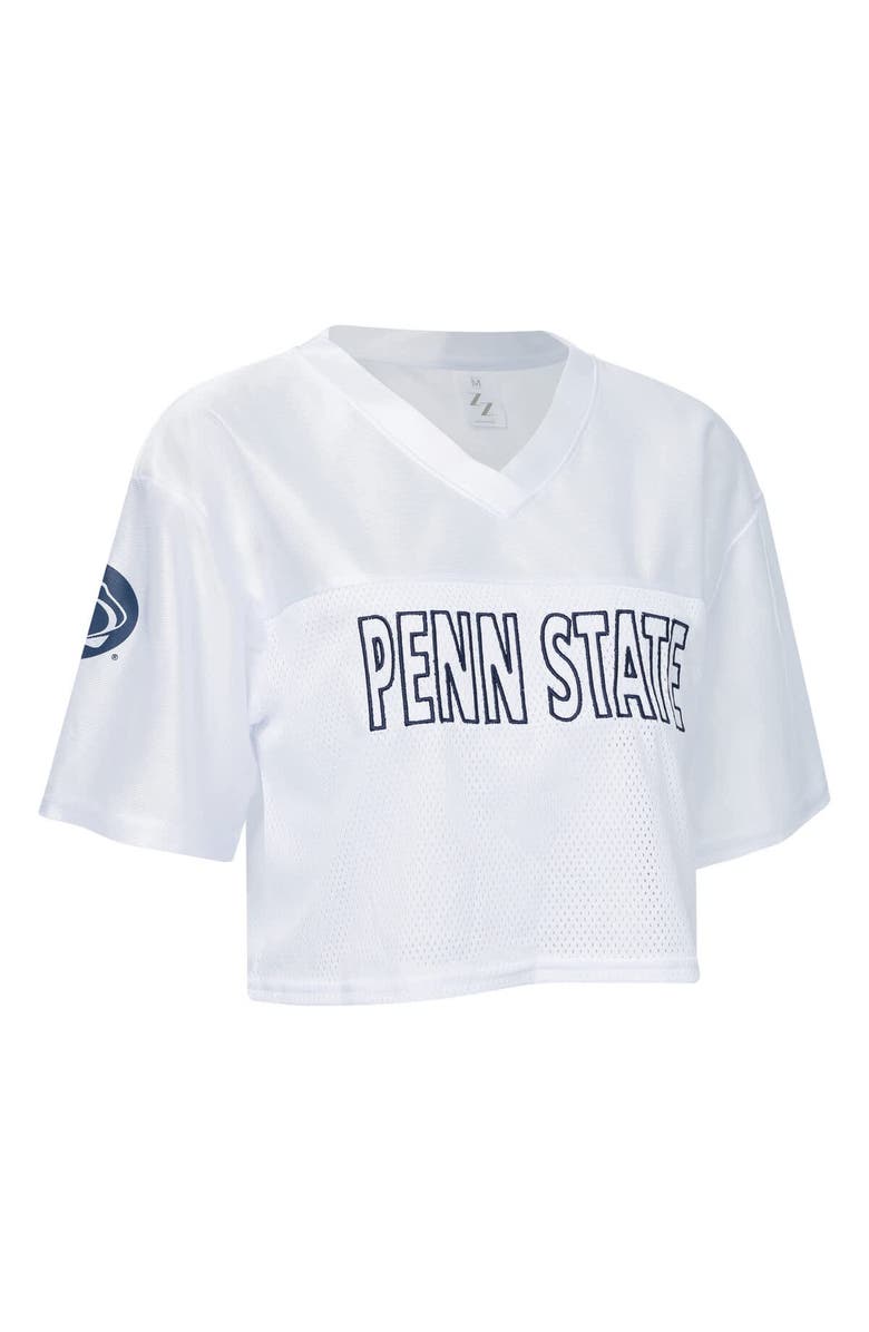 ZOOZATZ Women's ZooZatz White Penn State Nittany Lions Mesh Cropped V-Neck T-Shirt, Alternate, color, White