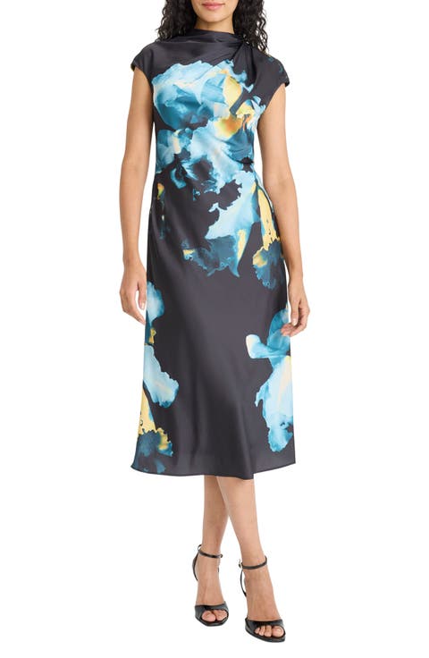 Print Satin Cocktail Dress