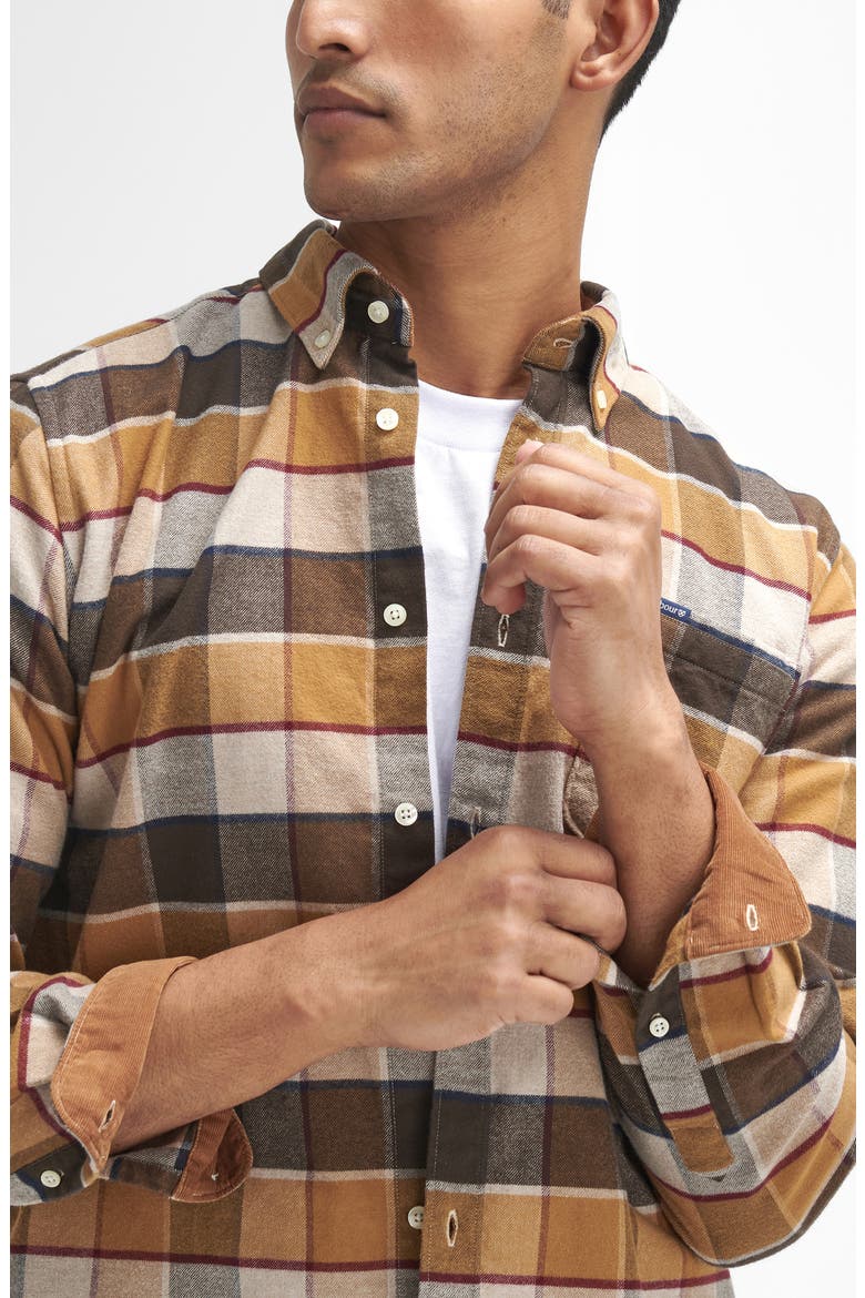Valley Tailored Fit Check Button-Up Shirt, Alternate, color, BROWN