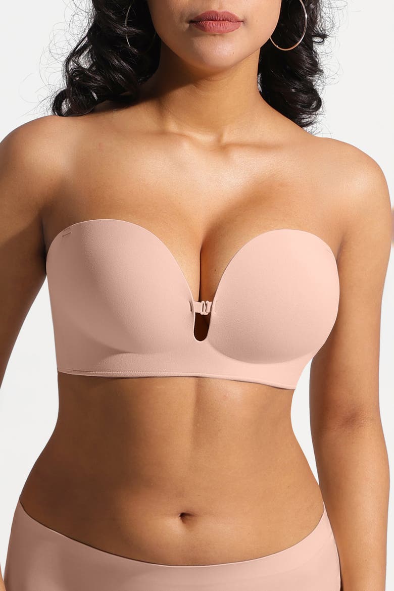 Convertible Seamless Non-Slip Push-Up Strapless Bra, Alternate, color, Nude pink