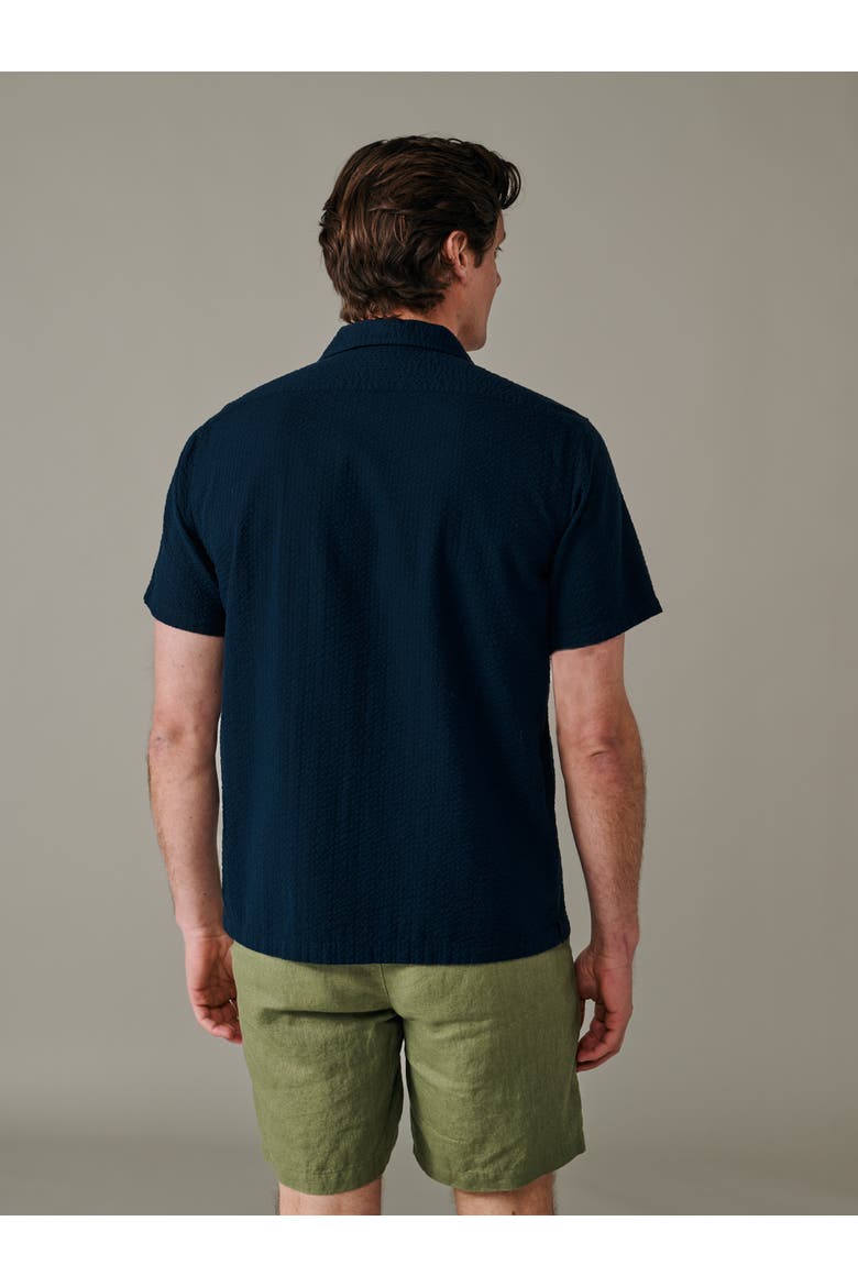 Seersucker Linen Short Sleeve Shirt, Alternate, color, Navy