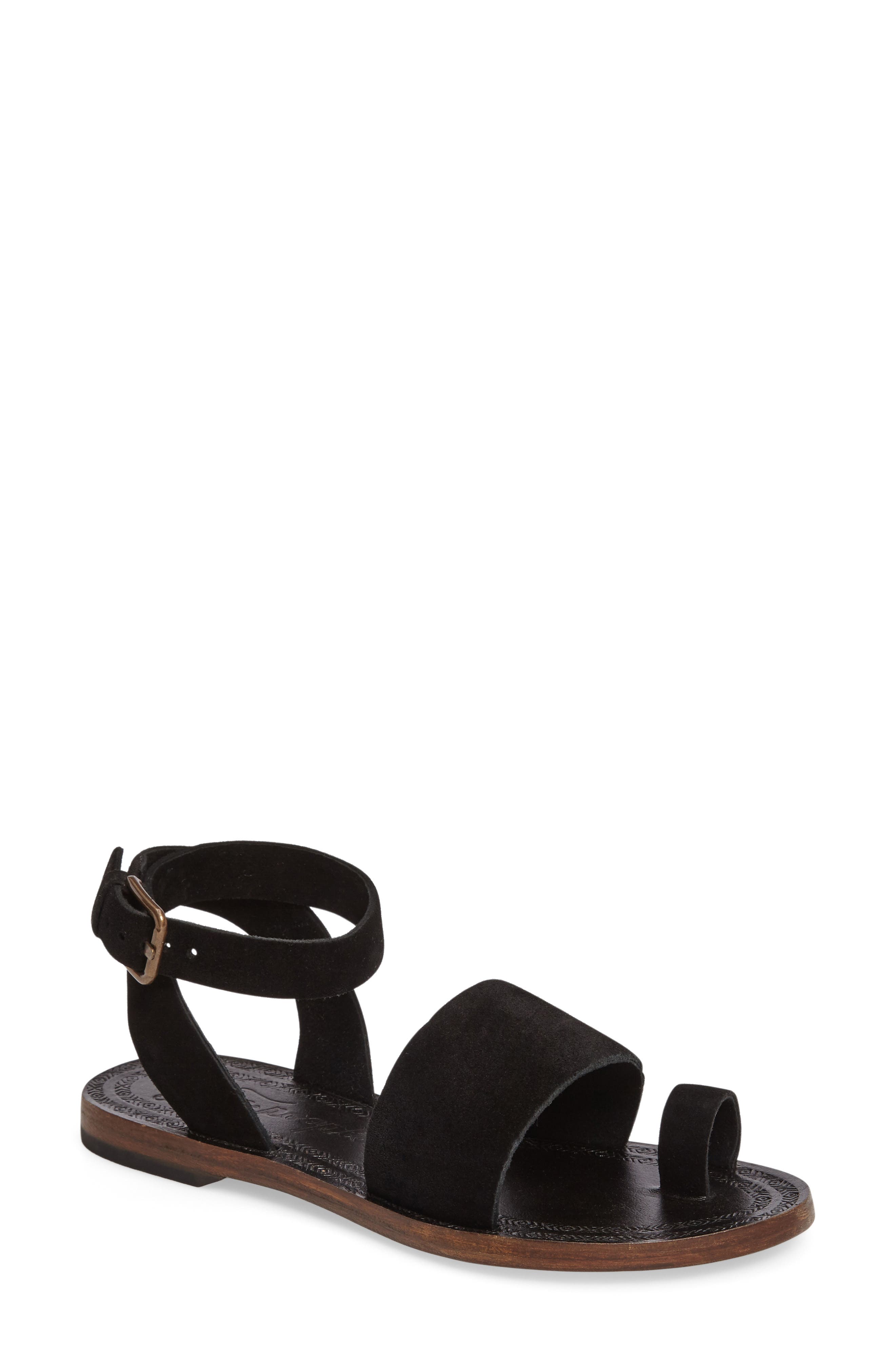 Torrence Ankle Wrap Sandal, Main, color, BLACK SUEDE