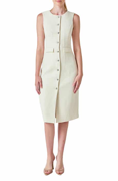 Endless Rose Sleeveless Tweed Midi Dress