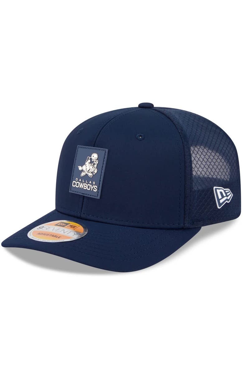 Men's New Era Navy Dallas Cowboys 2025 Sideline Throwback 9SEVENTY Trucker Adjustable Hat, Main, color, Navy