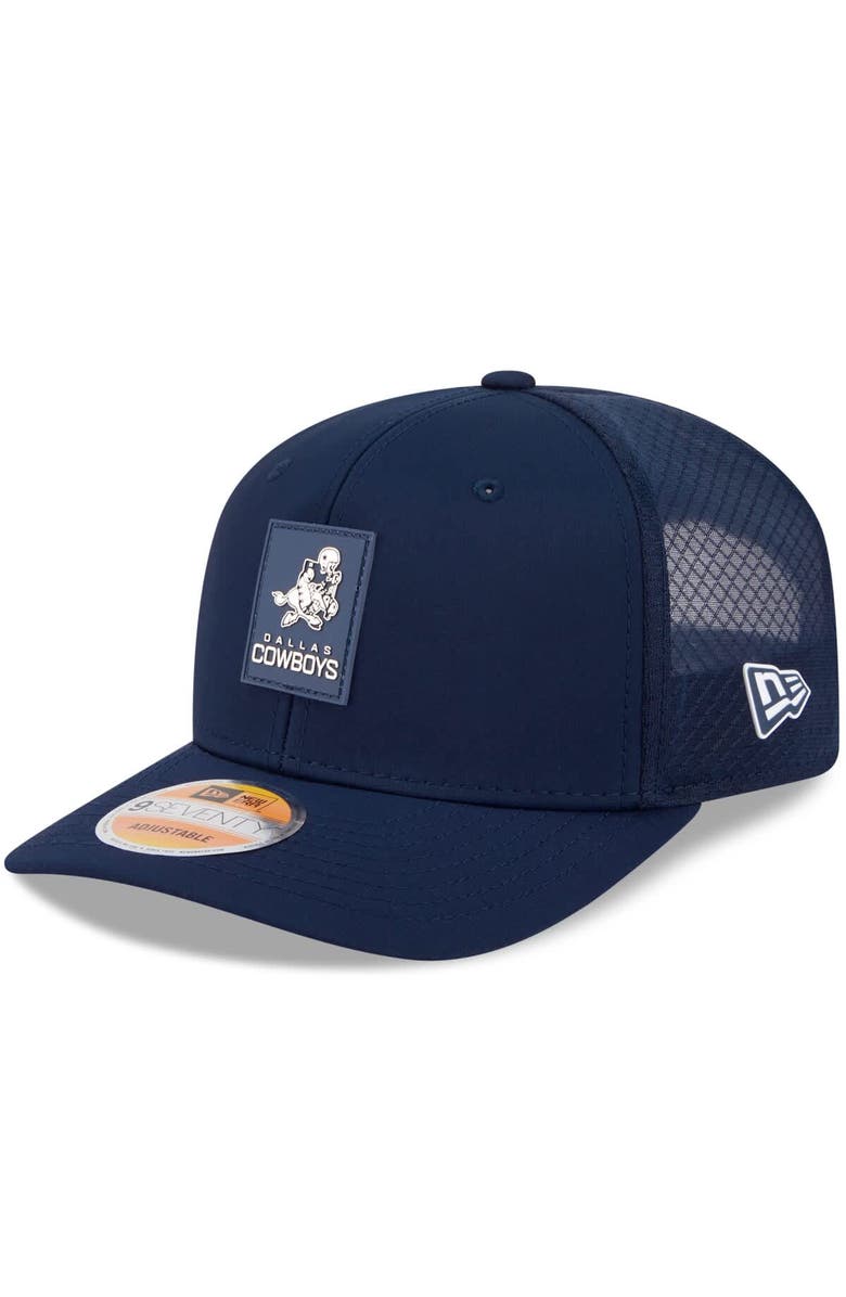 New Era Men's New Era Navy Dallas Cowboys 2025 Sideline Throwback 9SEVENTY Trucker Adjustable Hat, Main, color, Navy