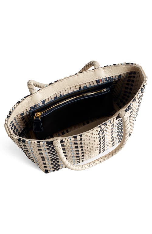 Madewell Leather Stripe Mini Woven Tote In Brown