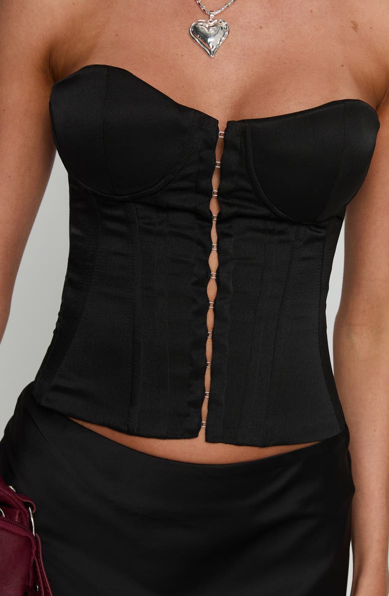 Princess Polly Afelia Lace-Up Strapless Corset Top, Alternate, color, Black