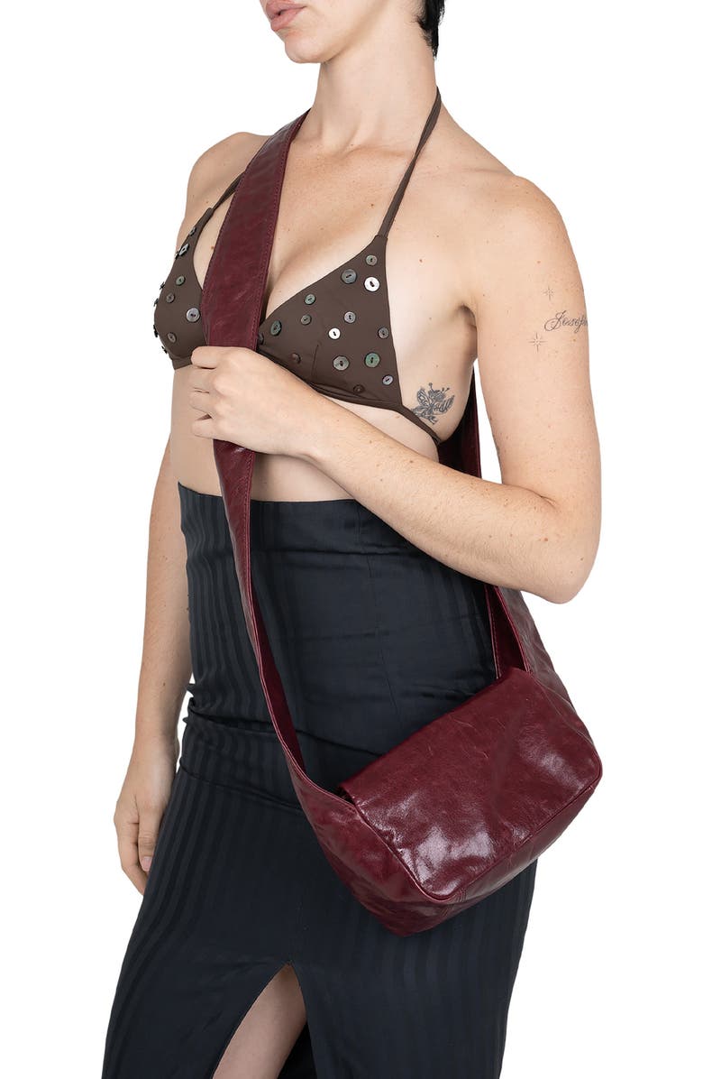 Jeffrey Campbell Boxed-Up Leather Crossbody Bag, Alternate, color, Wine