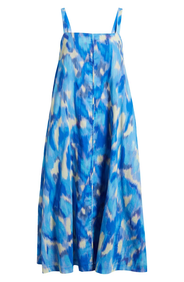 Du Paradis Blue Star Cotton A-Line Midi Dress, Alternate, color, Blue Ocean