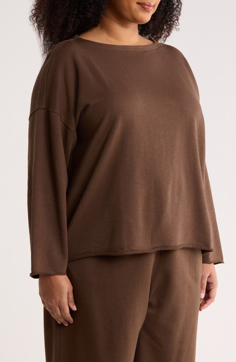 Eileen Fisher Bateau Neck Organic Cotton Sweatshirt, Alternate, color, Wren