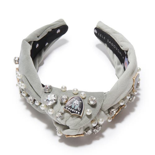 Lele Sadoughi Las Vegas Raiders Embellished Knotted Headband In Gray