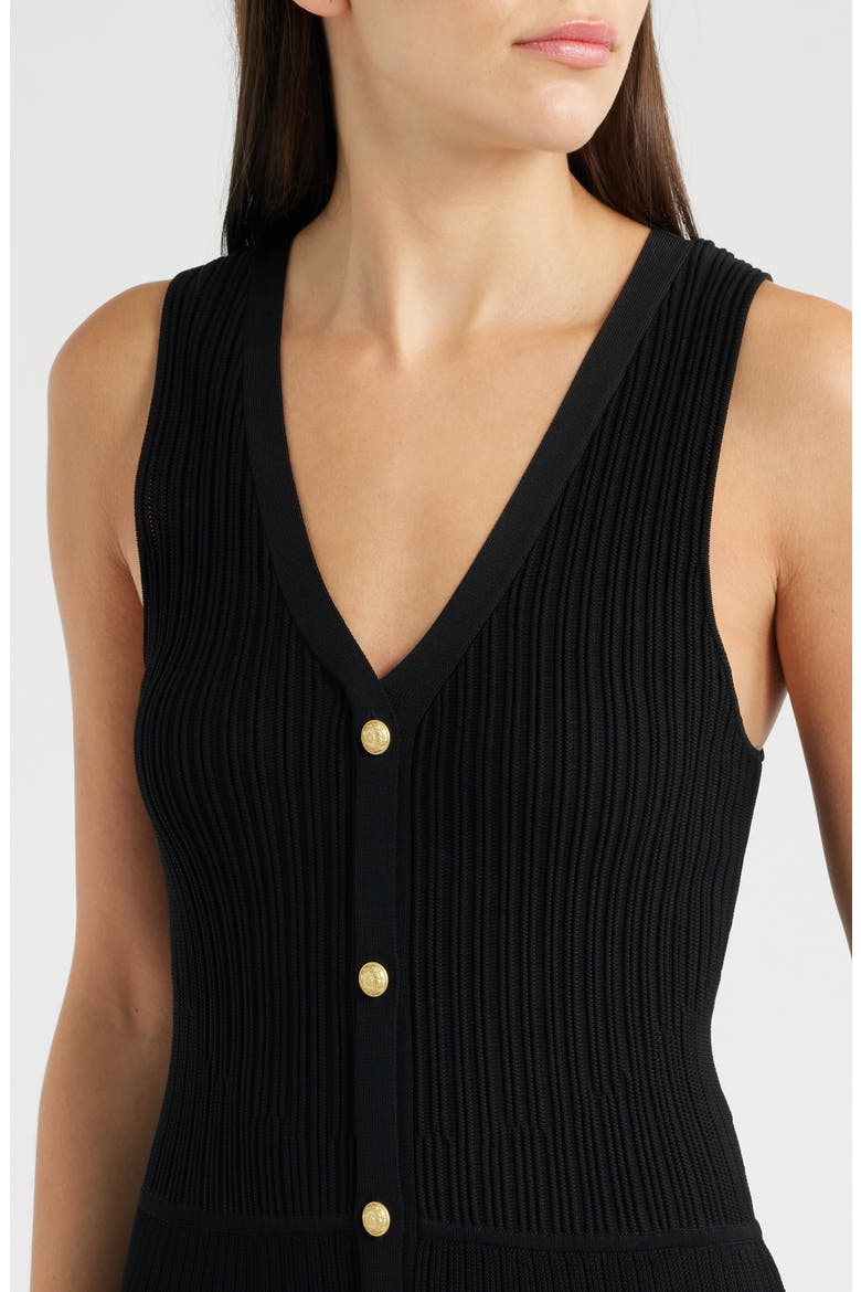 Tessa Sleeveless Rib Dress, Alternate, color, BLACK