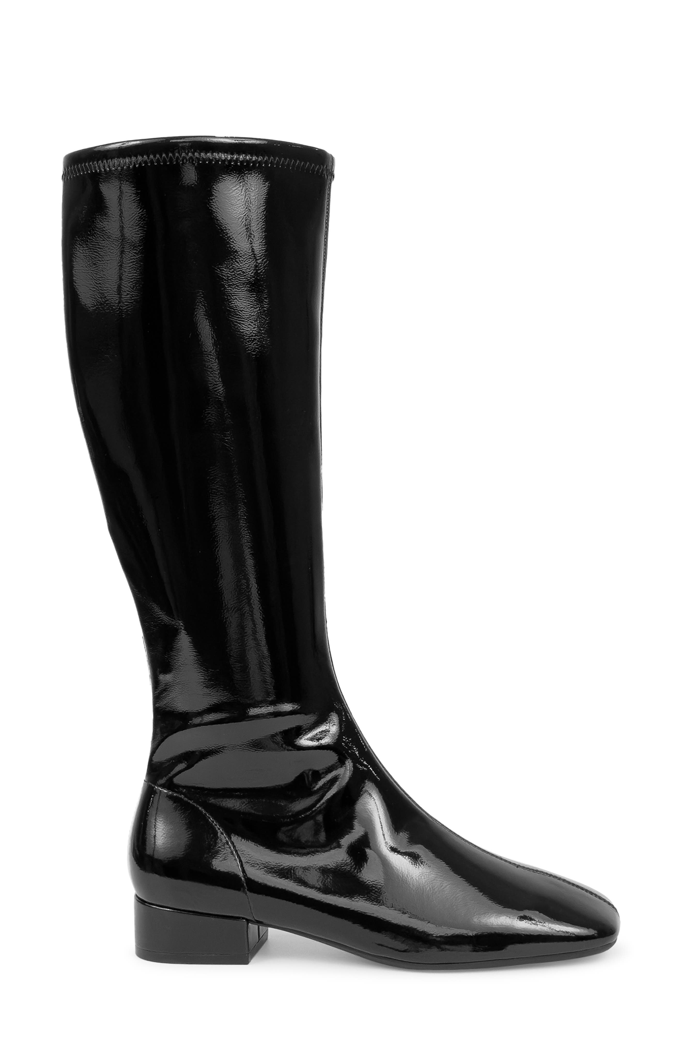Aerosoles Nana Knee High Boot, Alternate, color, Black Stretch Crinkle Patent