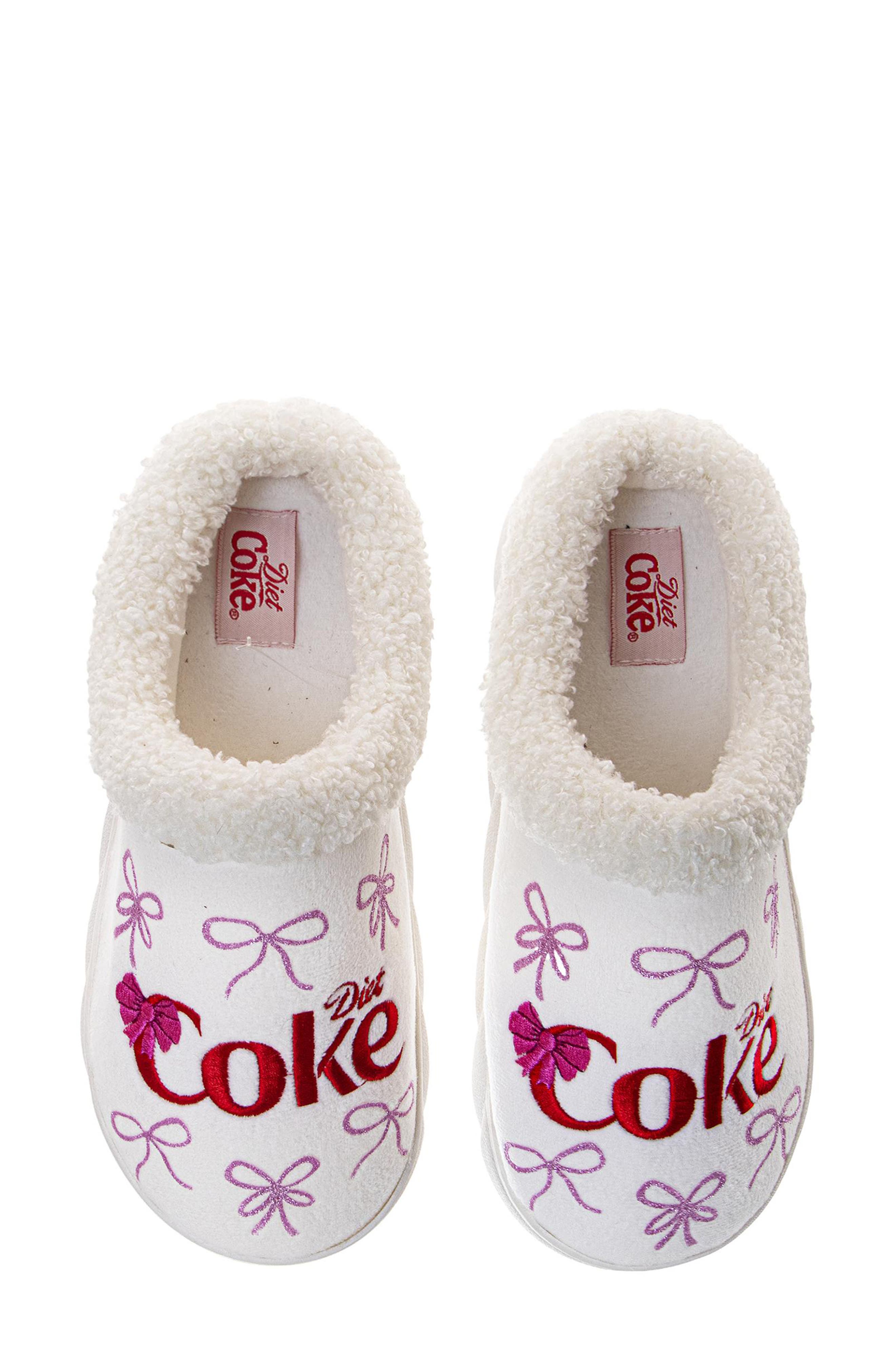 Coca-Cola Cozy Plush Slipper, Alternate, color, WHITE