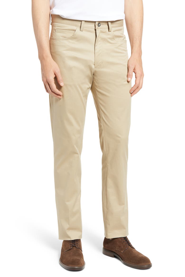 Charleston Khaki Fine Line Stretch Twill 5-Pocket Pants, Main, color, KHAKI
