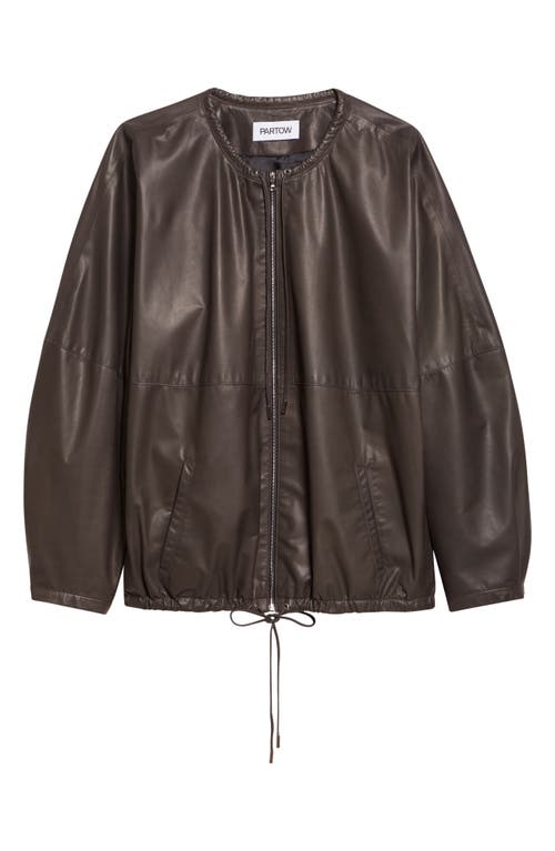 Partow Bond Drawstring Leather Jacket In Brown