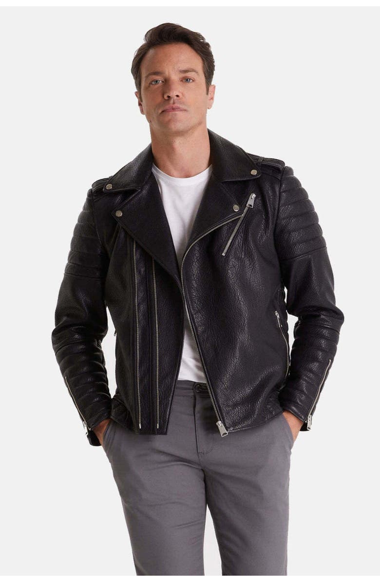 FURNIQ UK Quentin Leather Jacket, Main, color, Black