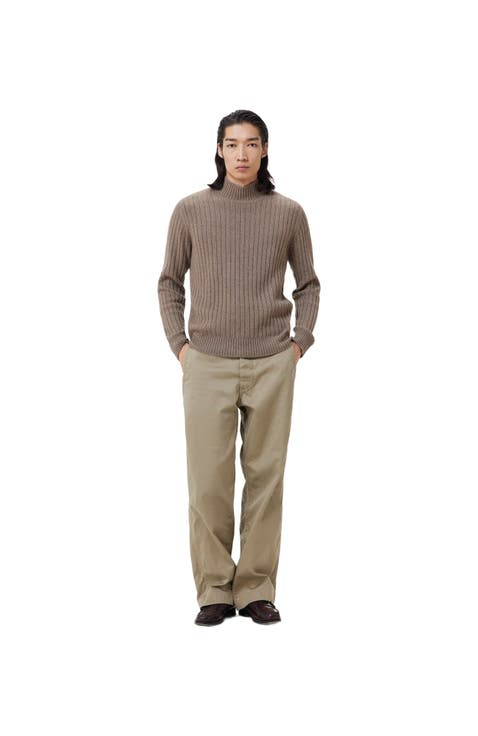 Men's Organic Textured Knit Cashmere Sweater Taupe