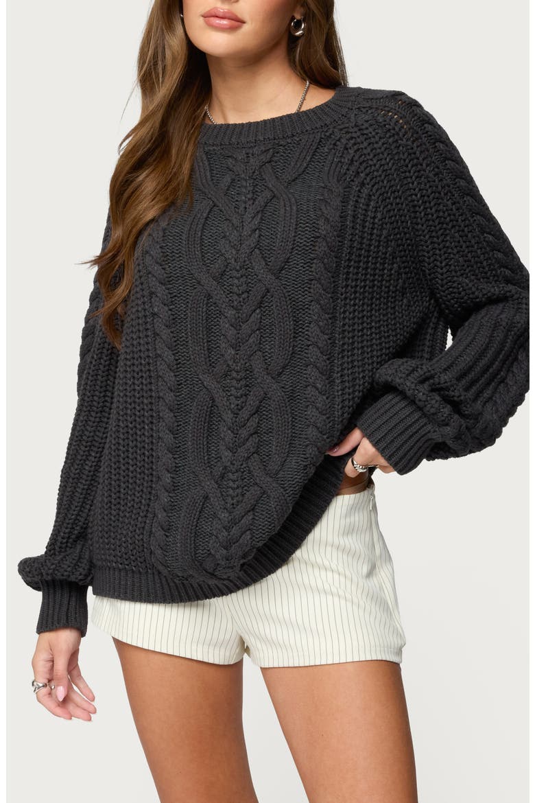 Lira Chunky Cable Stitch Sweater, Main, color, DARK-GRAY-MELANGE