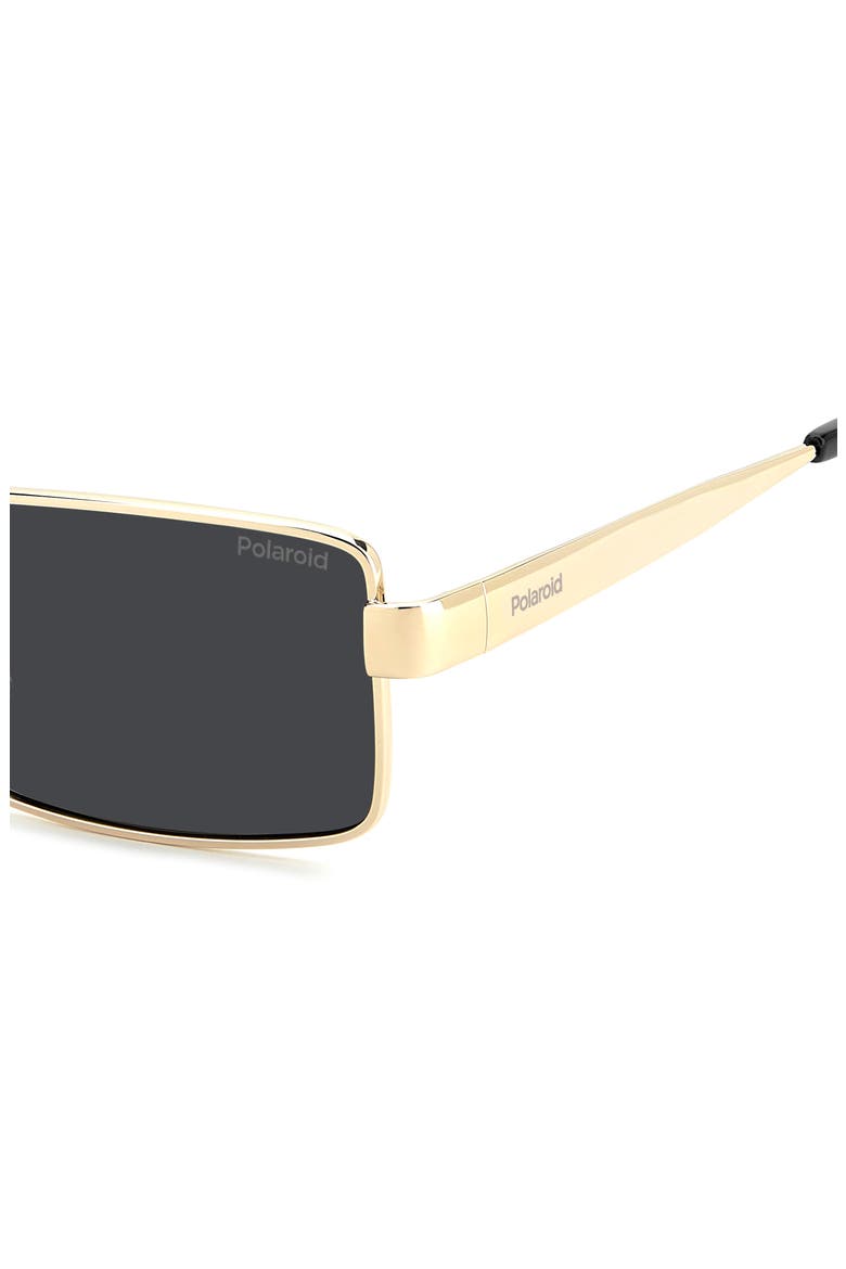56mm Polarized Rectangular Sunglasses, Alternate, color, GOLD GREY/ GREY PZ