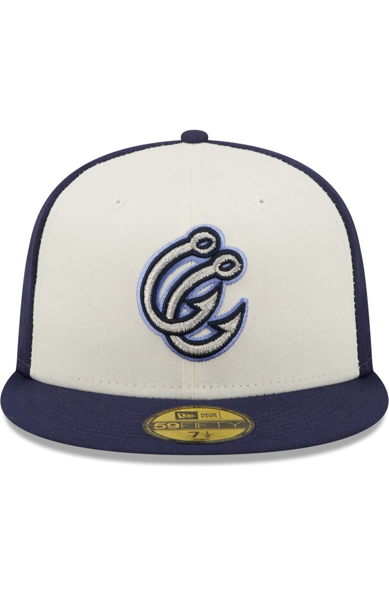 New Era Men's New Era White/Navy Corpus Christi Hooks Authentic Collection 59FIFTY Fitted Hat, Alternate, color, 