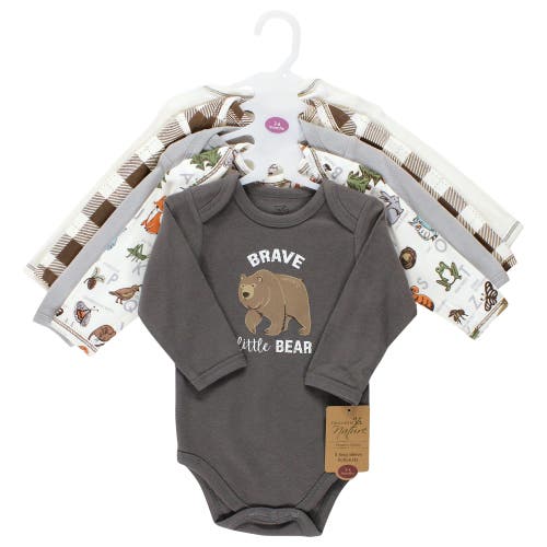 Touched By Nature 5pk Long Sleeve Organic Bodysuits In Multi
