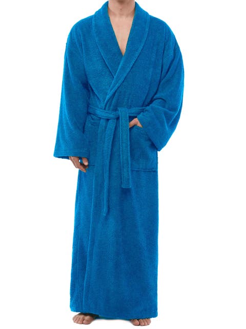 Mens Classic Shawl Collar Ankle Length Terry Bathrobe