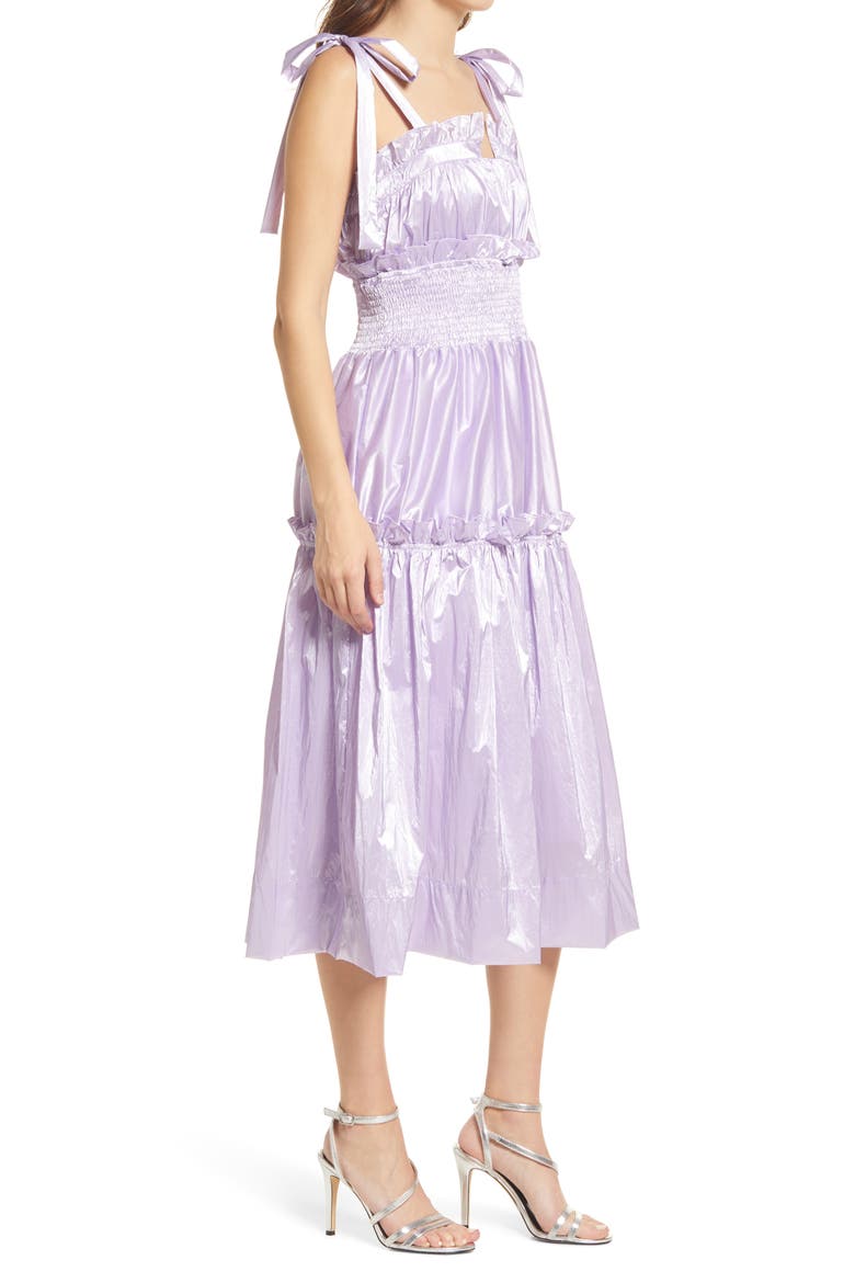 Smocked Tie Strap Dress, Alternate, color, LILAC