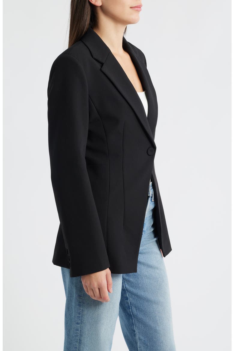 Azra Cinched One-Button Blazer, Alternate, color, BLACK