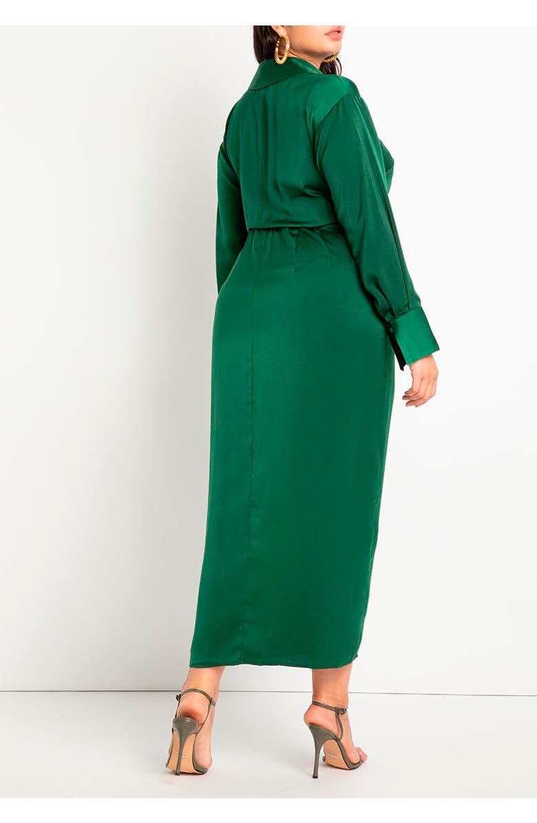 ELOQUII Satin Maxi Wrap Dress, Alternate, color, Eden
