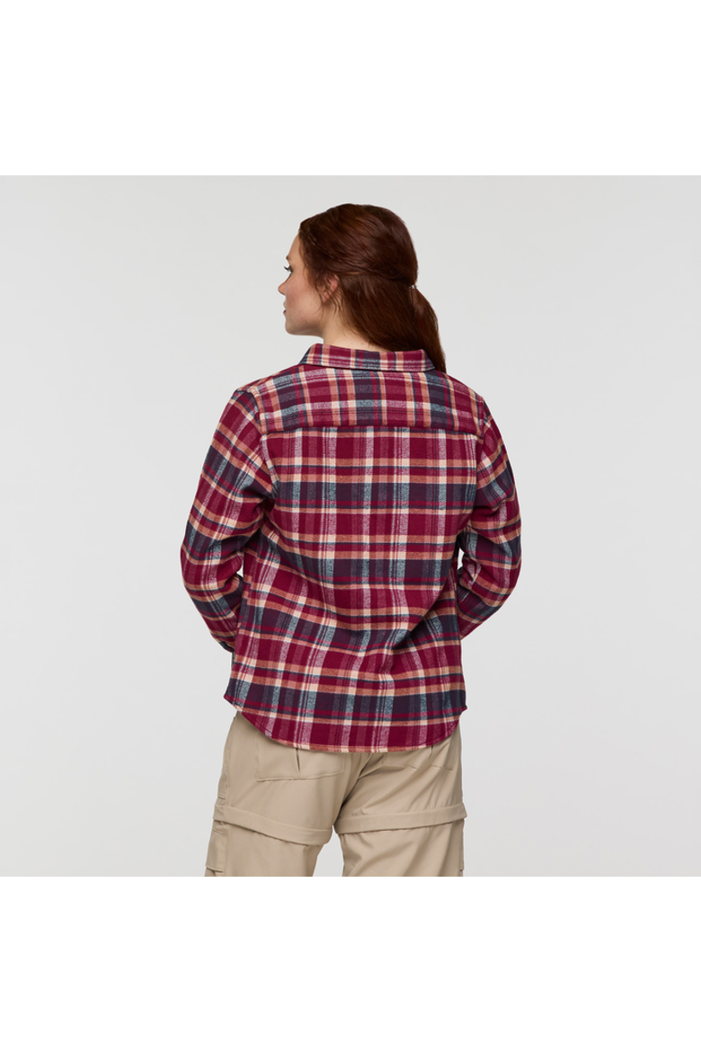 Mero Organic Flannel Shirt - Women's, Alternate, color, Jam and Iceberg Plaid