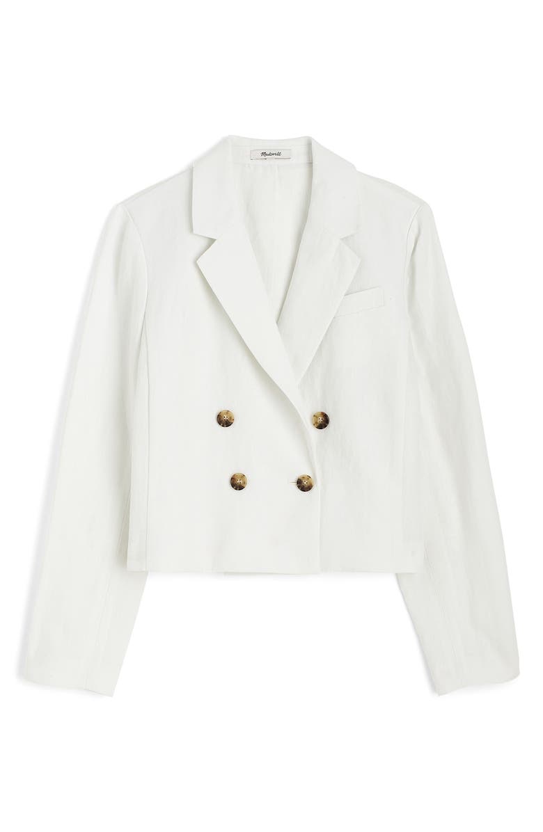 Madewell Crop Double Breasted Linen Blazer, Alternate, color, Salt