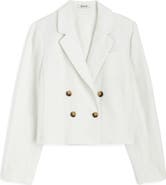 Madewell Crop Double Breasted Linen Blazer