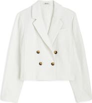 Madewell Crop Double Breasted Linen Blazer