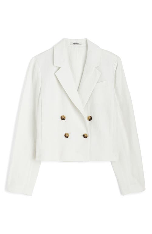 Madewell Crop Double Breasted Linen Blazer In White