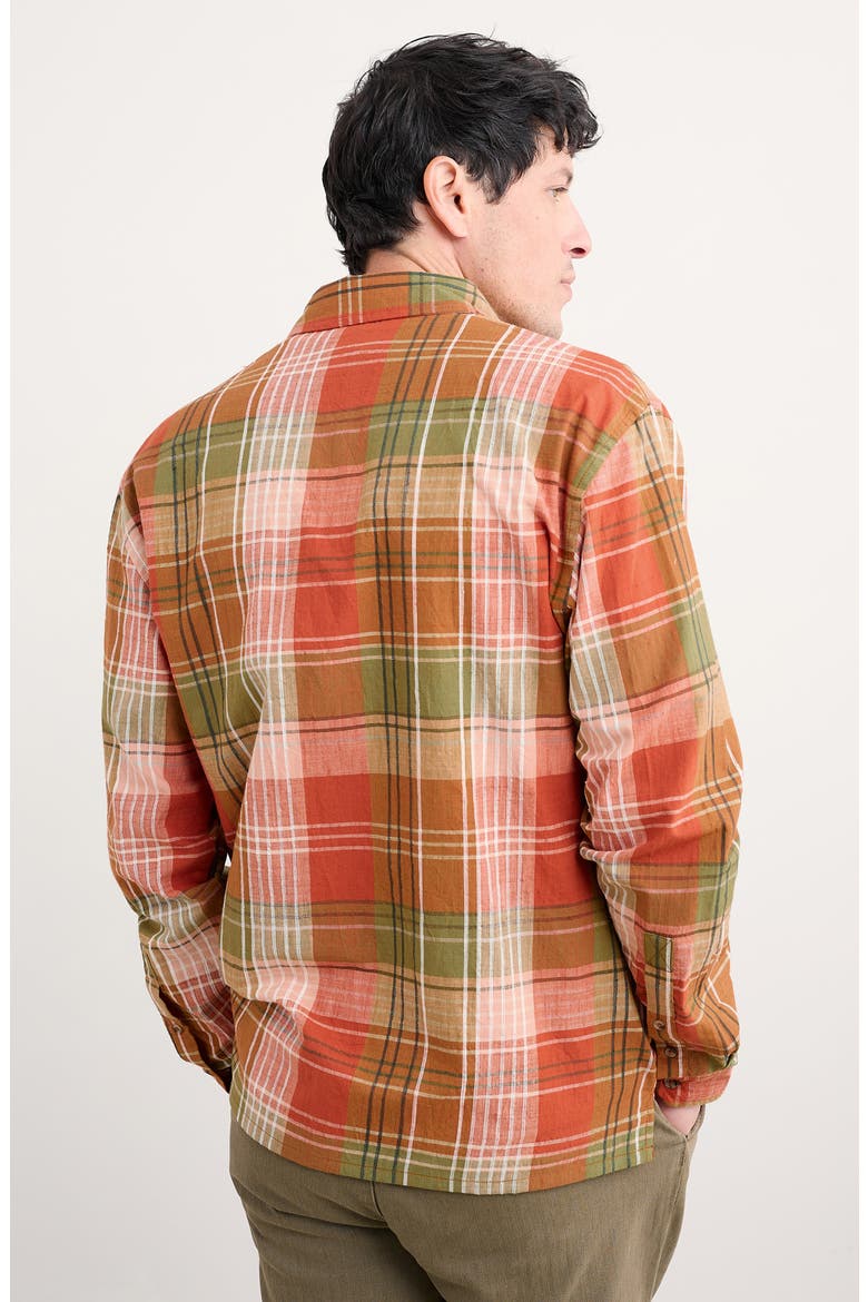 Penmere Plaid Organic Cotton Button-Up Shirt, Alternate, color, TANGERINE MULTI
