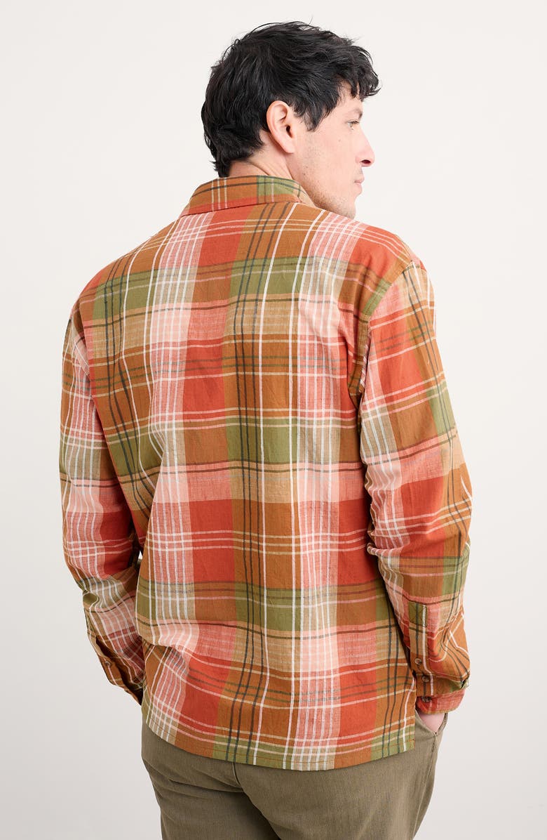 Seasalt Cornwall Penmere Plaid Organic Cotton Button-Up Shirt, Alternate, color, Tangerine Multi
