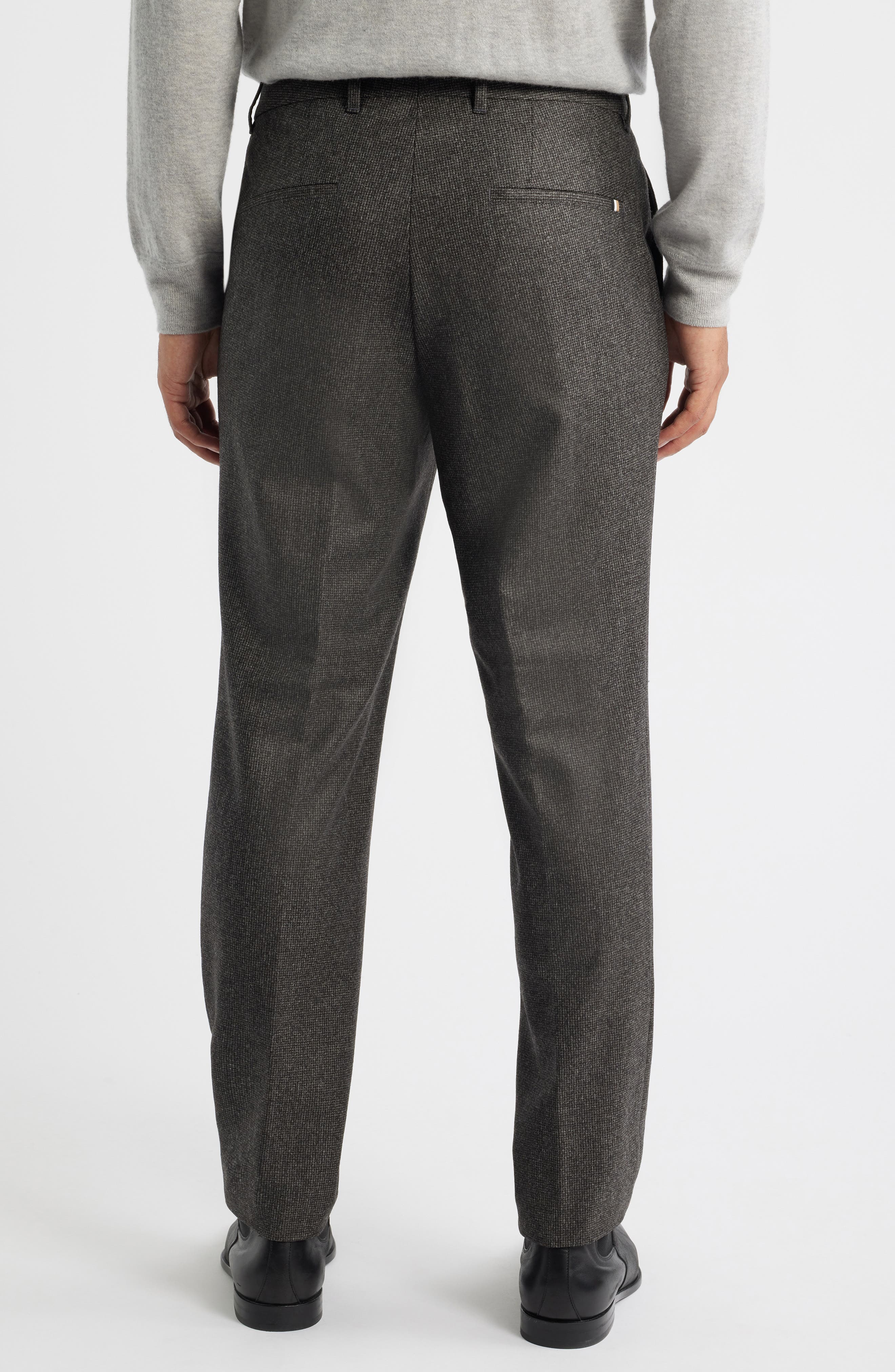 Genius Slim Fit Flat Front Microcheck Brushed Wool Dress Pants - image 2