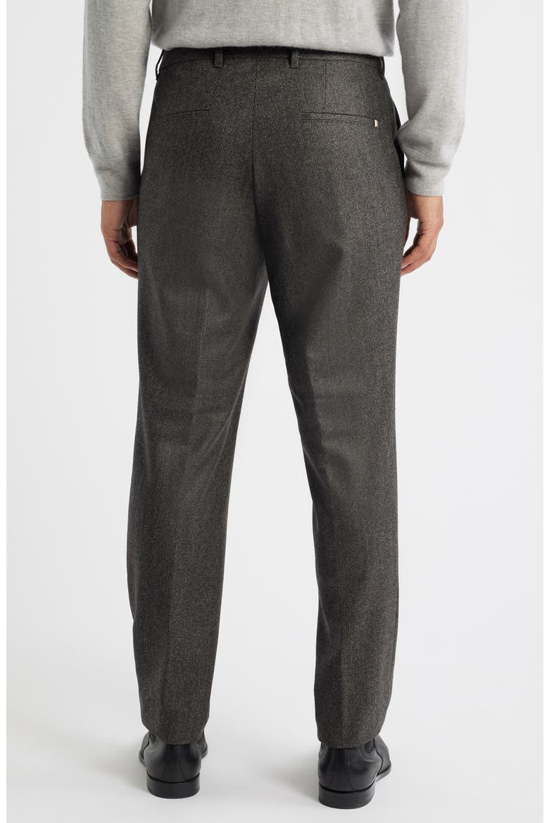 Genius Slim Fit Flat Front Microcheck Brushed Wool Dress Pants, Alternate, color, DARK BROWN